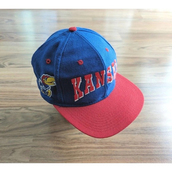 Vintage 90s Kansas Jayhawks Hat 7 1/4 Top Of The World Blue Wool - Picture 1 of 10